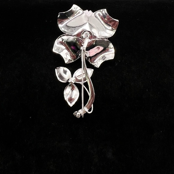 Vintage Bond Boyd Sterling Rose Brooch - Picture 3 of 4